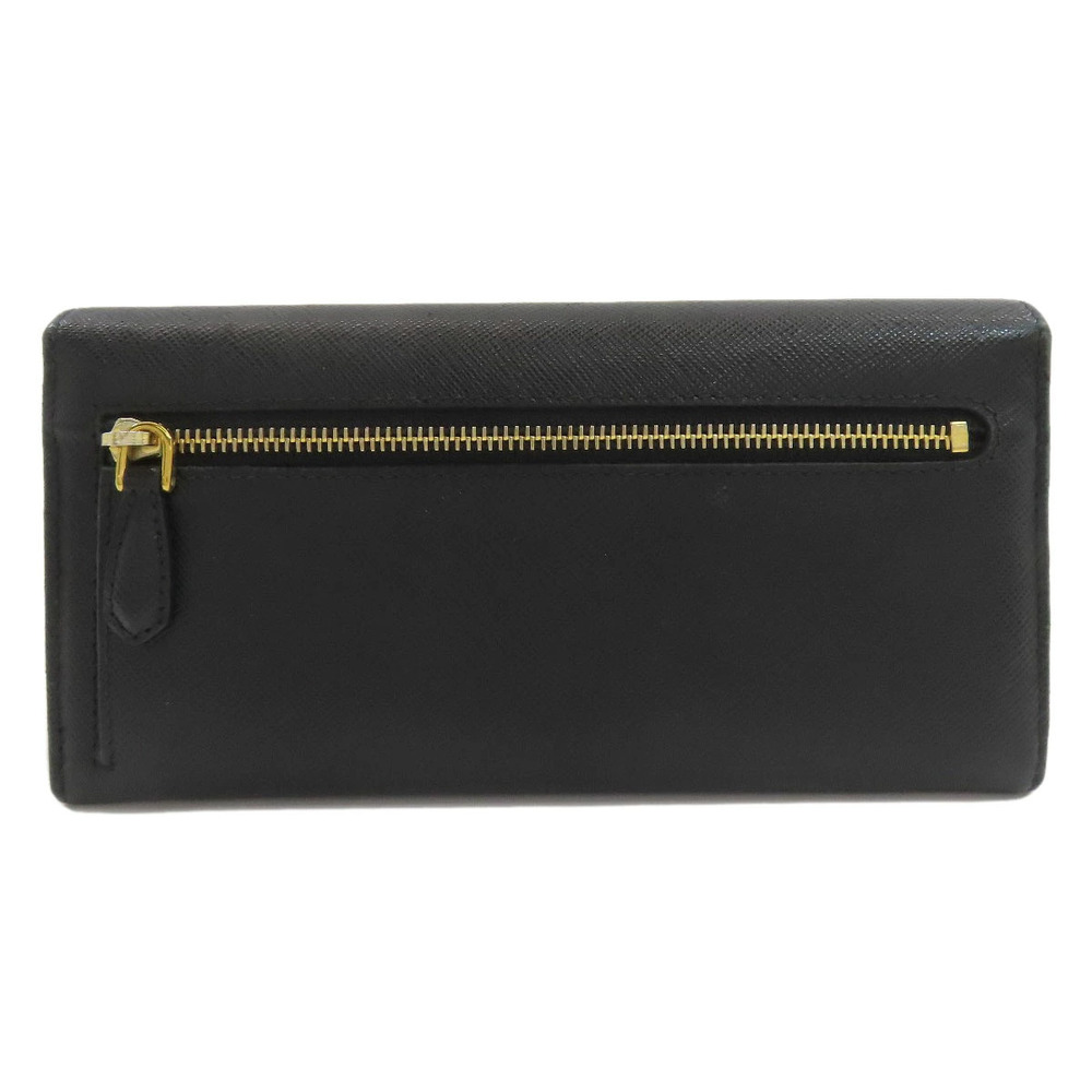 Prada Fiocco Wallet Leather Long Saffiano Black